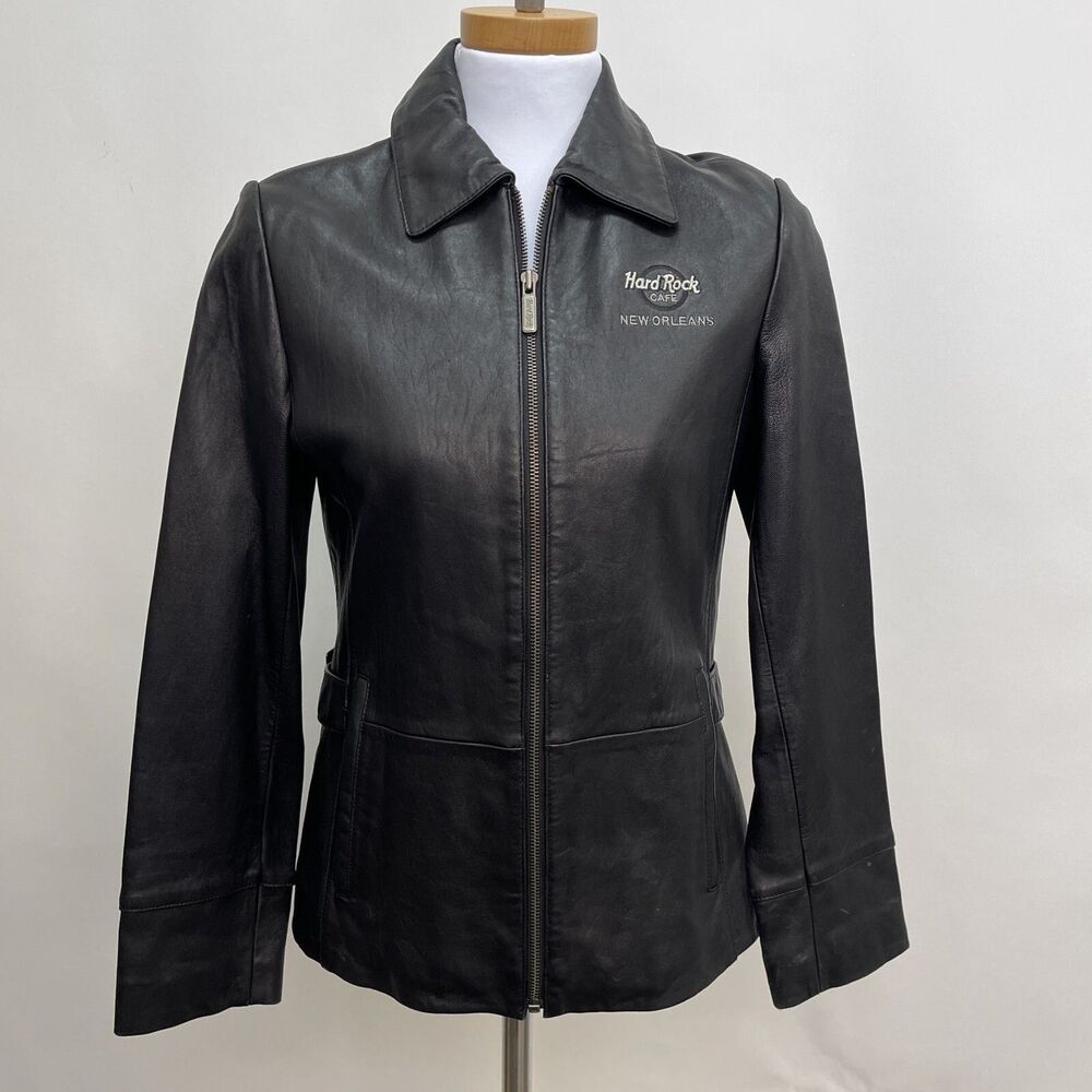 Hard Rock Cafe New Orleans Women's Leather Jacket‎ Small Black